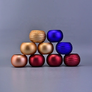 Luxury round plating bulk tealight ceramic candle holders