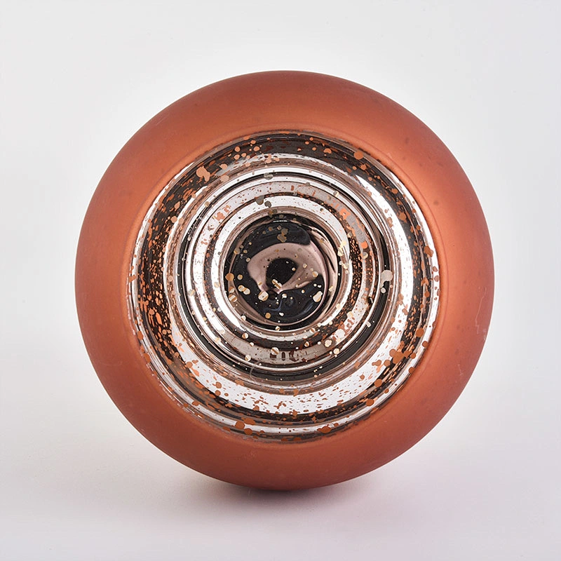 18oz iridescent sprayed orange glass candle holder for decorations