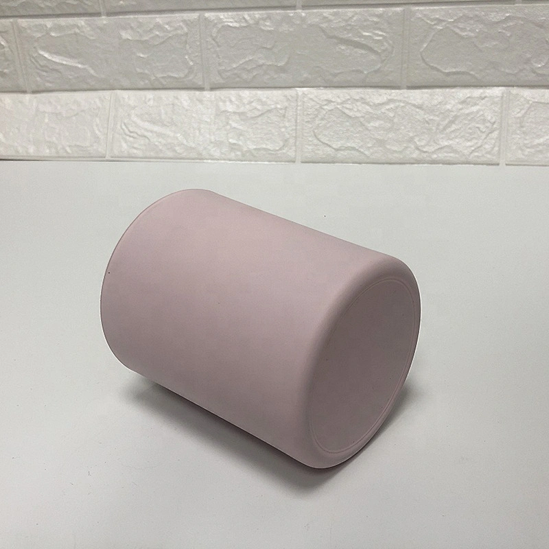 8oz 10oz Matte Pink Glass Candle Holders With Gold Plating Inside