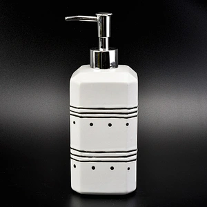 glazing white ceramic bath accessories sets simple pattern ceramic bottle lotion dispenser
