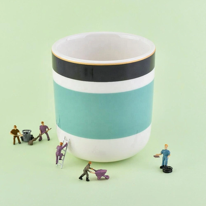 Wholesales empty tealight custom cylinder ceramic candle holder jar