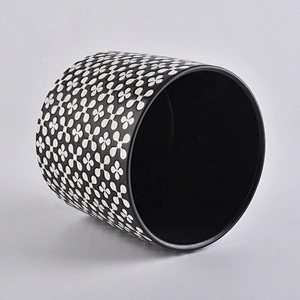 black ceramic candle vessels with silk screen printing