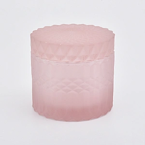 Decorative Pink Glass Candle Holder With Lids