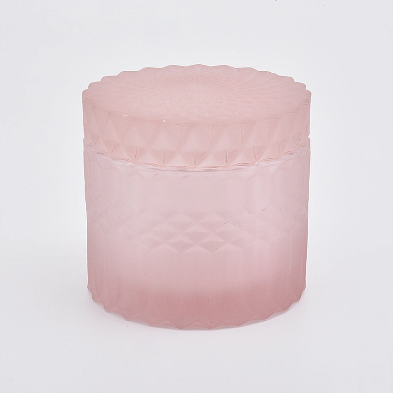 Decorative Pink Glass Candle Holder With Lids
