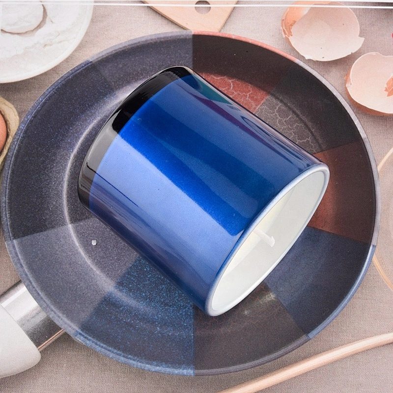 luxury small blue glass candle jar
