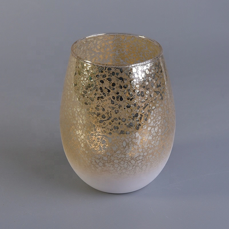 Christmas frosted Gold Glass Candle holder bulk