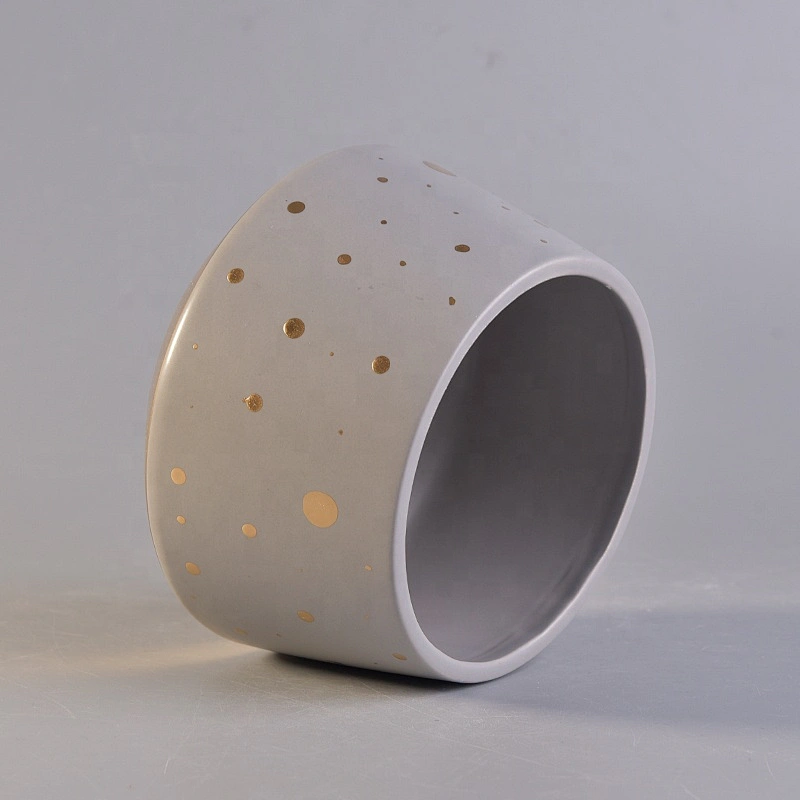 Wholesales custom luxury candle ceramic holder container with wood lid