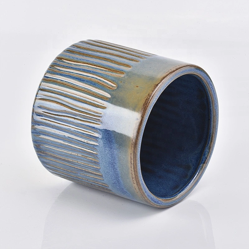 8oz home decoration blue ceramic candle holder for table