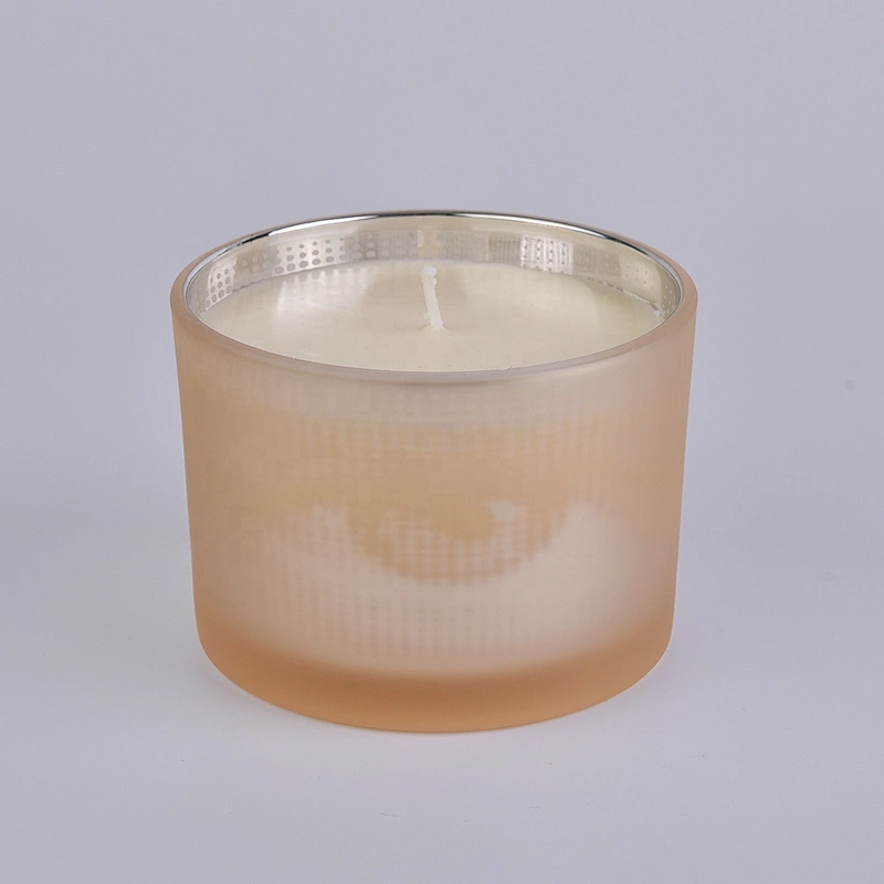 Sunny new design matte custom glass candle holder with wood lid