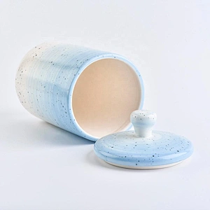 10oz 20oz Wholesales custom blue luxury ceramic candle holders with lid