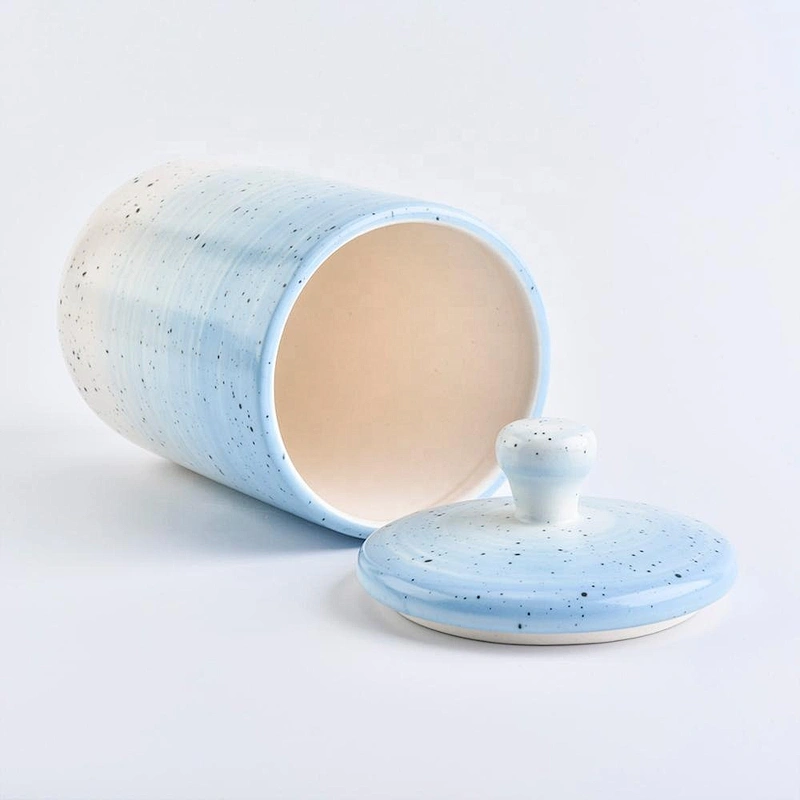 10oz 20oz Wholesales custom blue luxury ceramic candle holders with lid