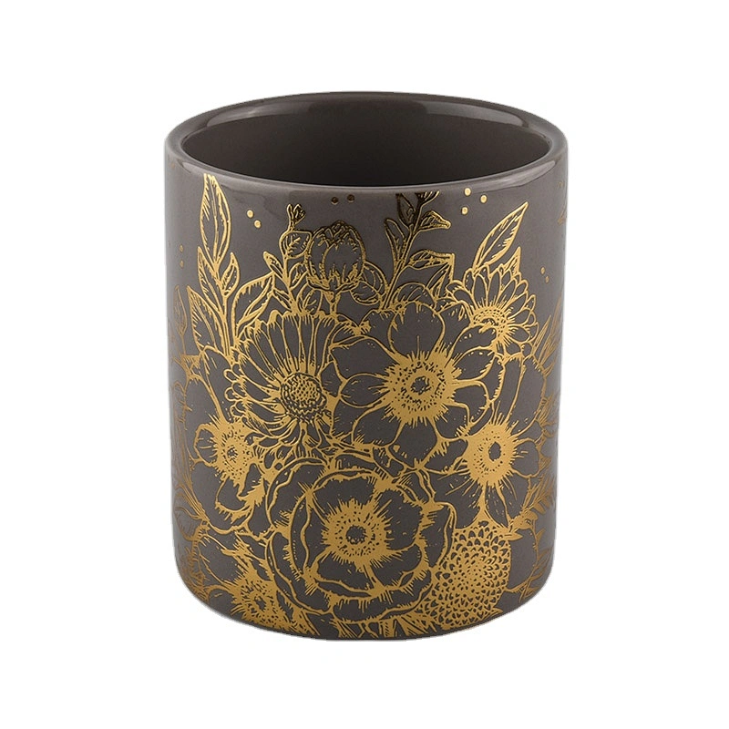 In bulk luxury cylinder amber ceramic candle holders 8oz 10oz