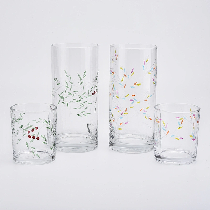 900ml embossed hand drawing glass vase home decorations candle holders