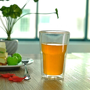 Hand Made Borosilicate Double Wall Glass juice water Cup