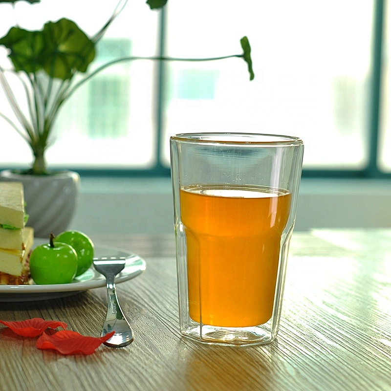 Hand Made Borosilicate Double Wall Glass juice water Cup
