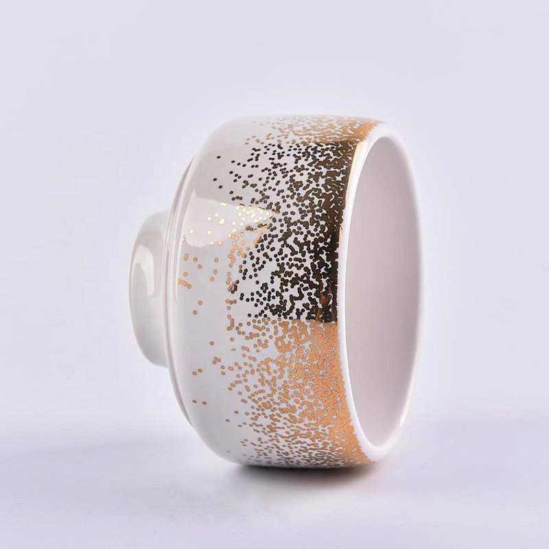 Hot stamping white luxury ceramic candle jar