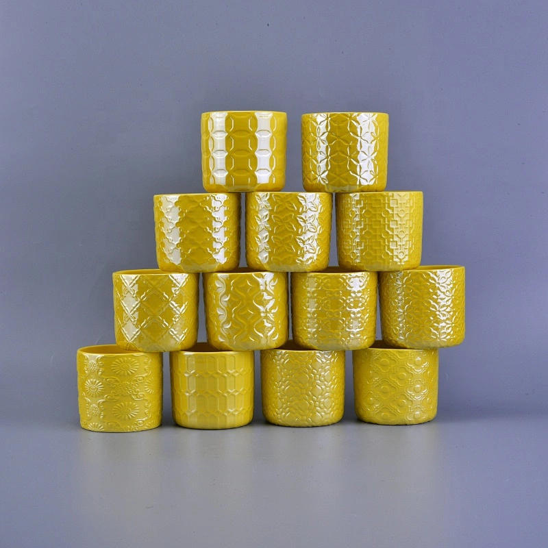 Wholesales colorful ceramic empty candle jar for luxury candle making