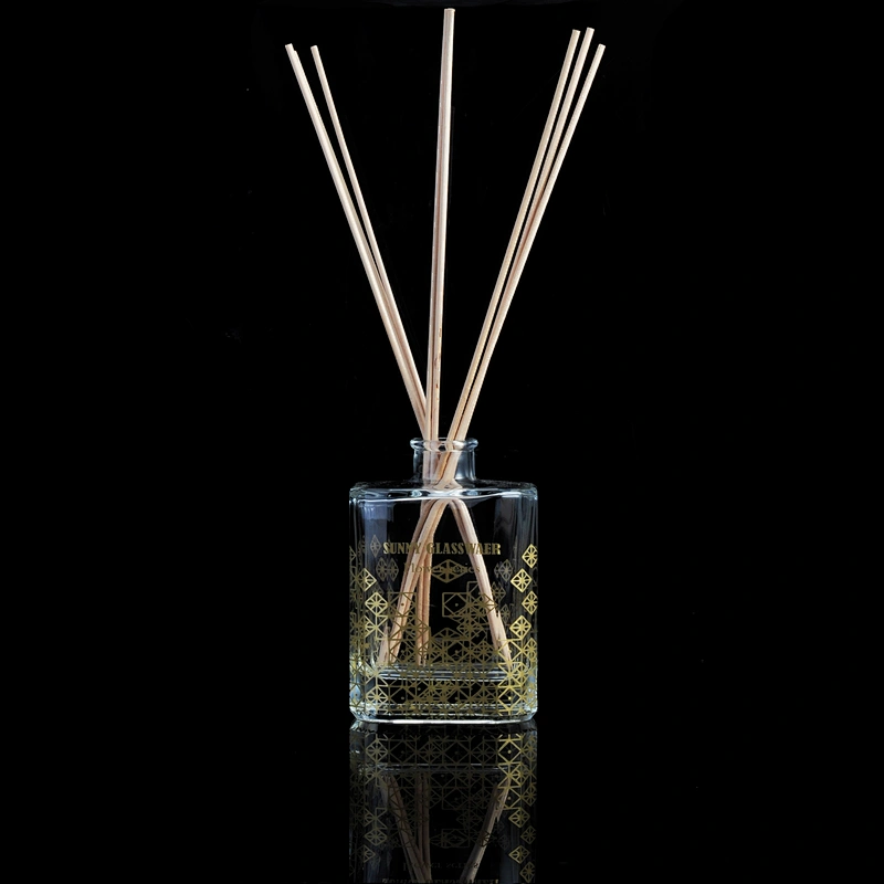 Sunny logo printing crystal square reed glass diffuser bottles