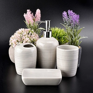 glazing ceramic glass bath accessories sets ceramic bottle soap dish tumbler