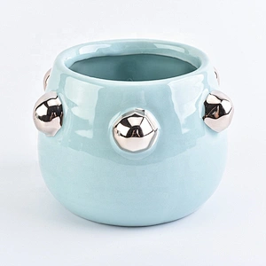 8oz 10oz Wholesales blue custom empty ceramic candle jar