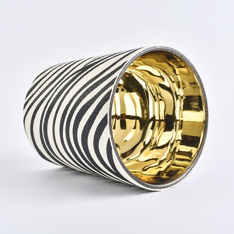 Suppliers  stripe luxury leather PU candle holders 8oz 10oz 11oz