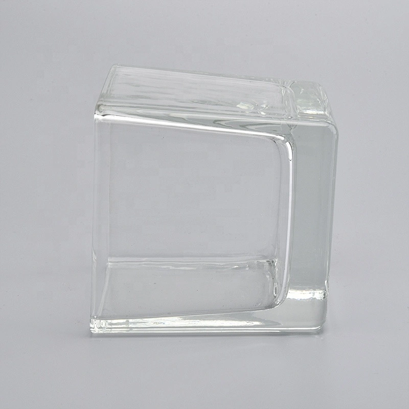 Square Glass Candle Jars With Different Surface decoration