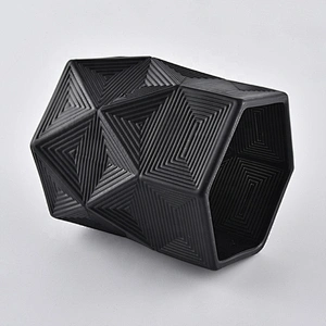 Hexagon luxury geometric black custom glass candle jar