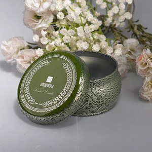 Antique home decor metal candle tins 10oz with metal lid