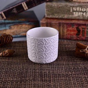 Wholesales white flower shape menorah ceramic candle cups