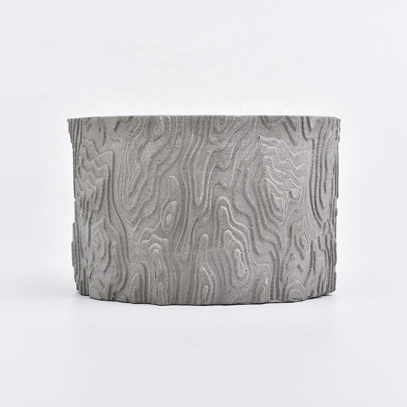 Unique custom empty mountain design grey cement candle holder 10oz 20oz