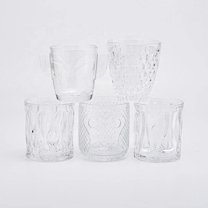 Transparent engraved glass candle cups home decor