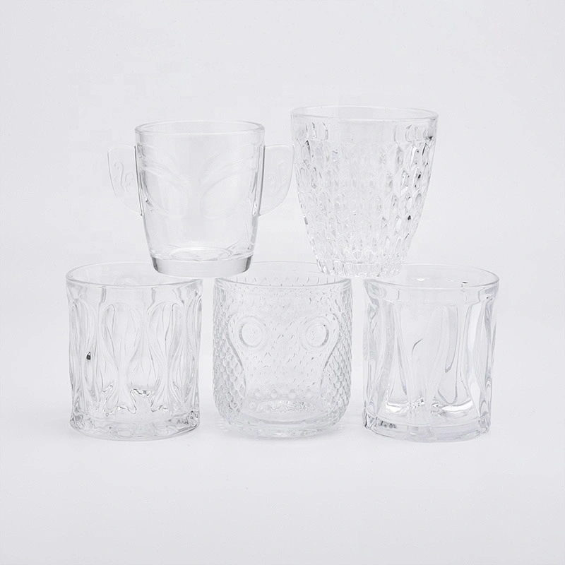 Transparent engraved glass candle cups home decor