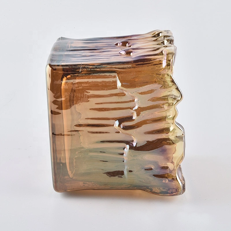 Wholesales luxury square crystal glass candle jar 8oz 10oz 12oz