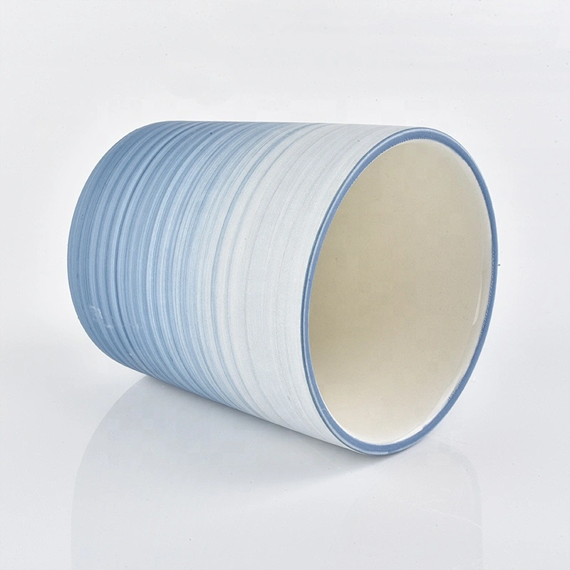 Wholesale matte empty blue decorative ceramic candle holders