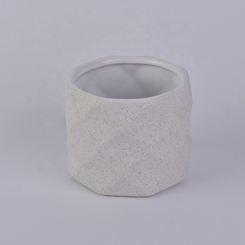 Grey Embossed Ceramic Candle Holders