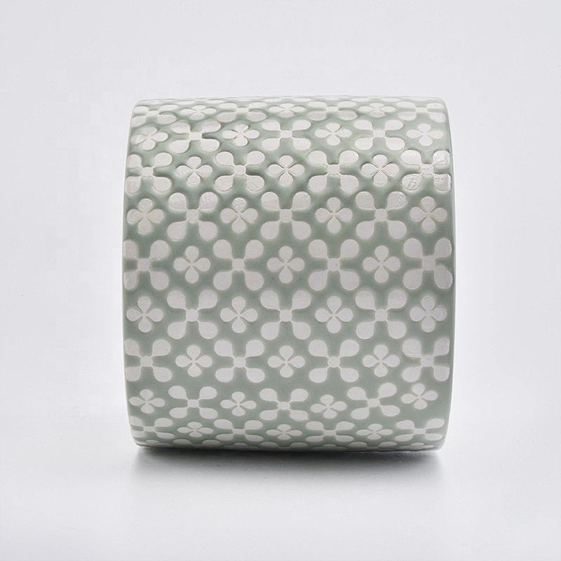 Light Green Glaze Ceramic Candle Container