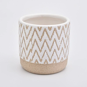 16oz Yellow Wave Sand Effect Ceramic Candle Holders Candle Vessels for Home Decor