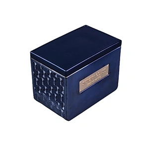 Sunny design square dark blue scented empty Glass Candle jars with lid
