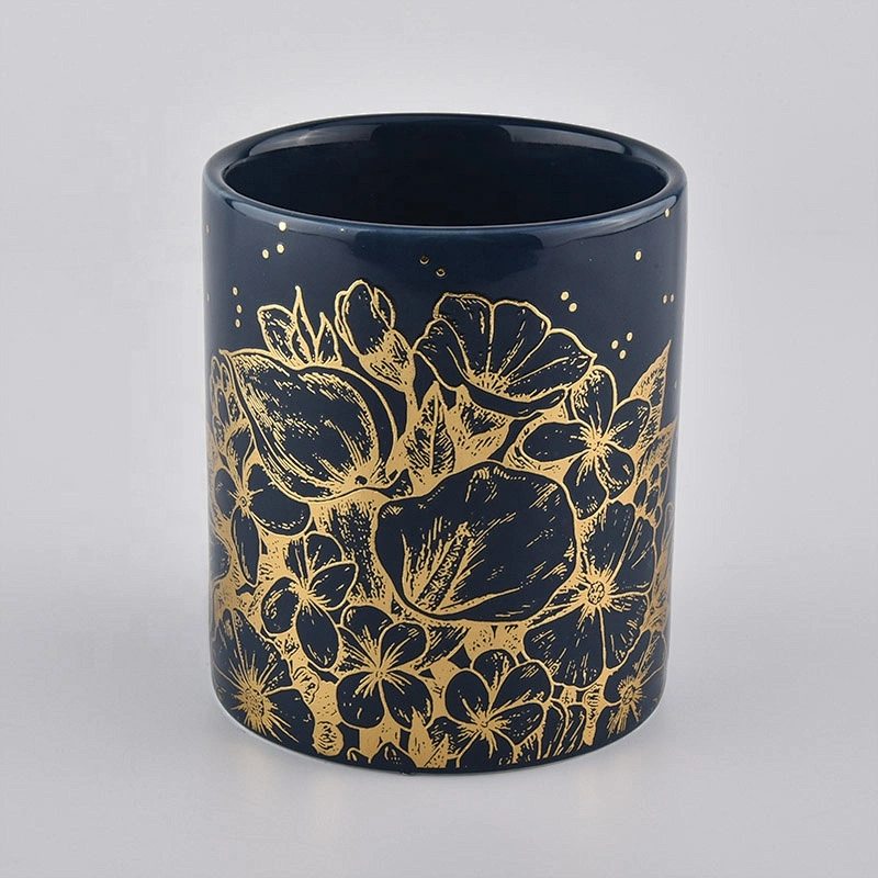 new round ceramic gold candle holder decorative