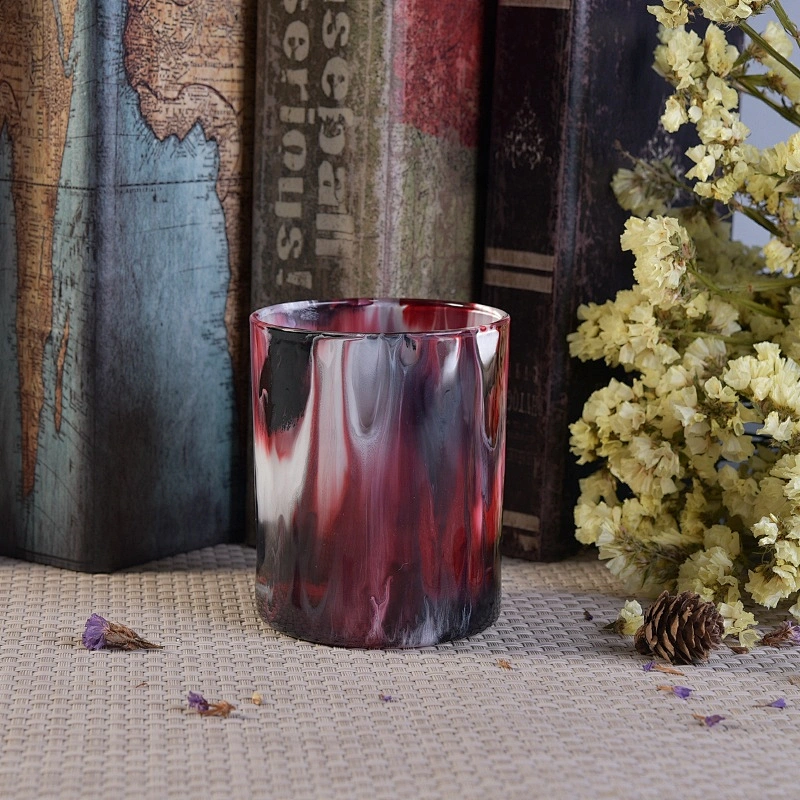 Multi Color Painting Glass Candle Jar For Home Decoration
