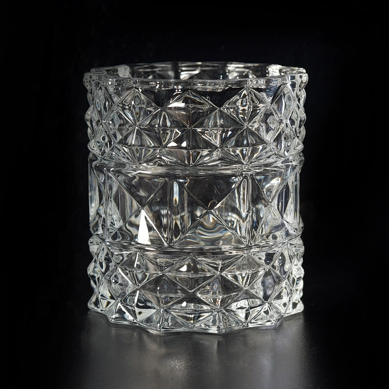Crystal Embossed Glass Candle Jar