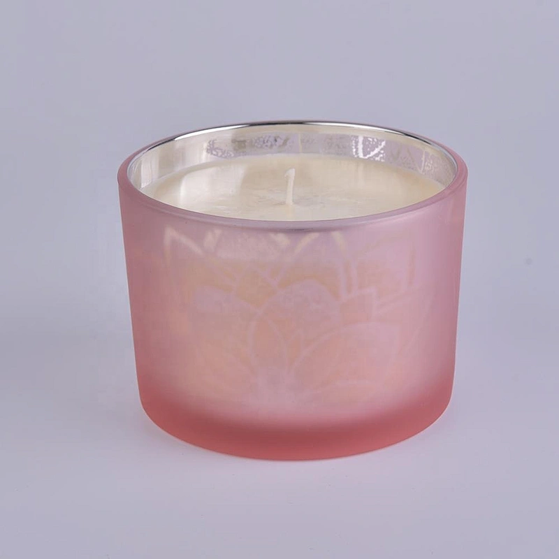 6oz 8oz 10oz matte pink glass jar candles with wooden lid
