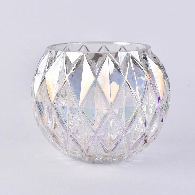 Luxury round embossed glass candle jar with top quality
