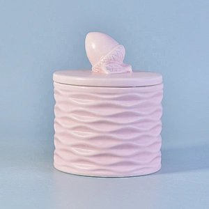 Unique Embossed Candle Container Ceramic With Lids