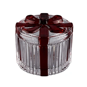 Sunny glassware crystal custom tealight Glass Candle vessel with lids