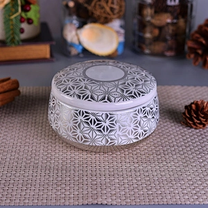 Sunny glassware empty luxury scented white black ceramic candle vessel with lid