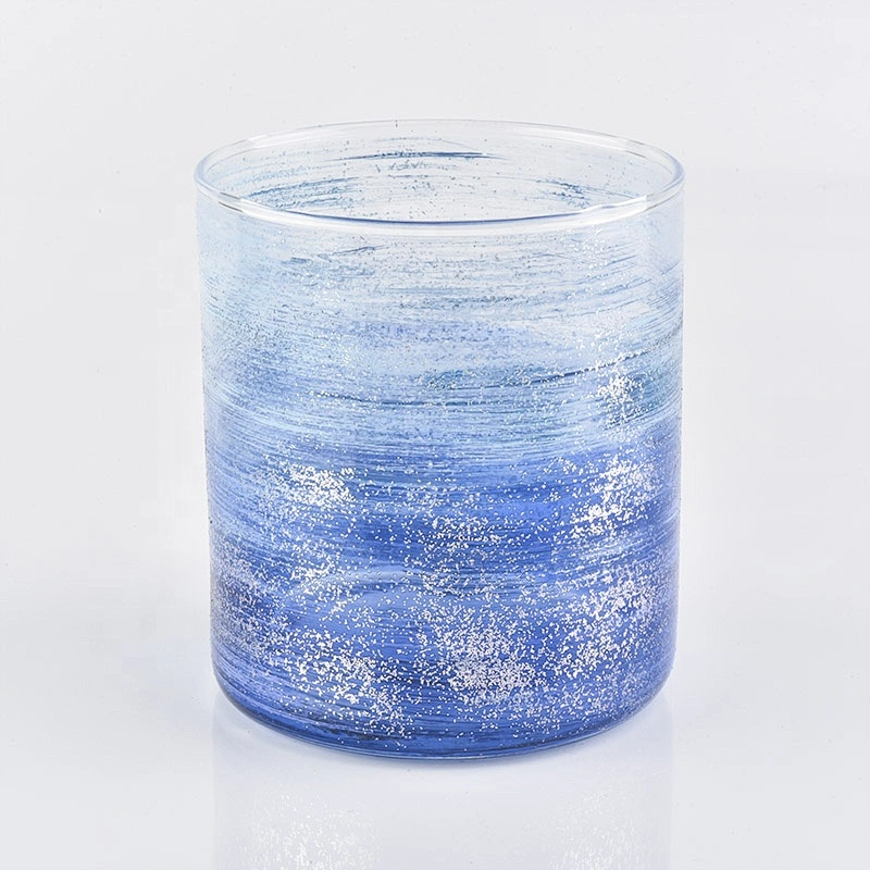 Blue Glass Container For Candle Jars