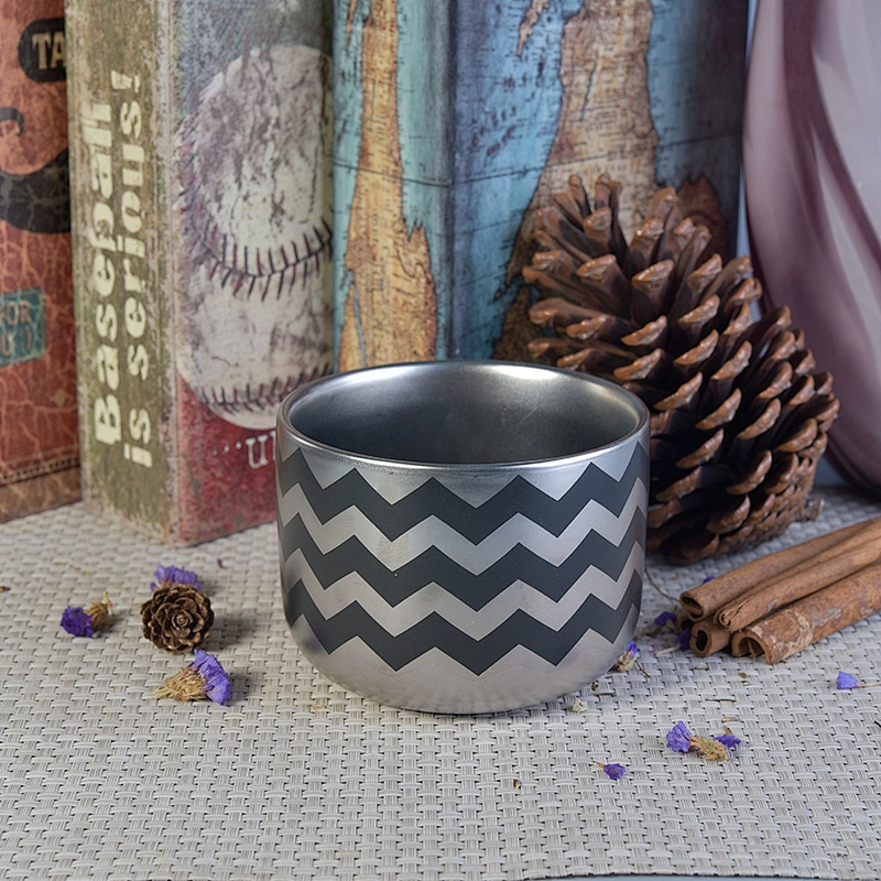 Customized Silver Ceramic Candle Jar With Printing