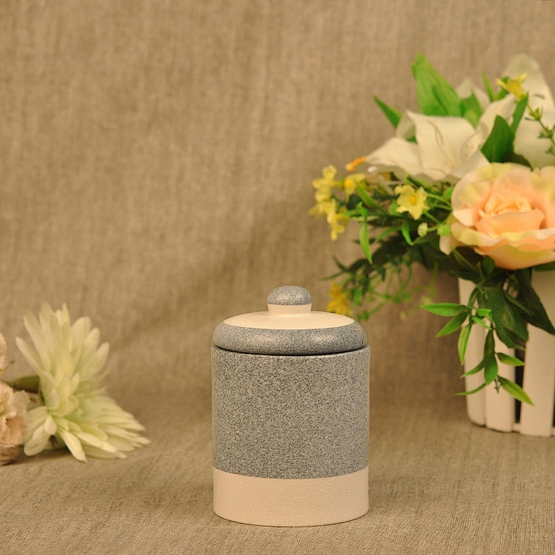 300ml Luxury grey ceramic candle jar with lid