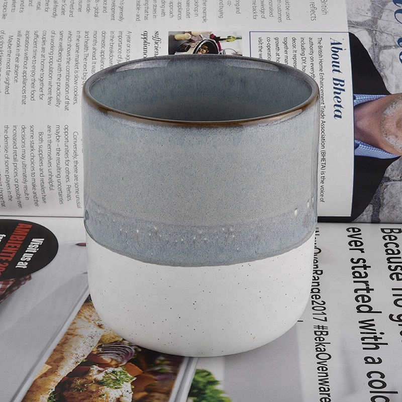 Suppliers China grey colored cylinder ceramic candle holder 8oz 10oz 14oz